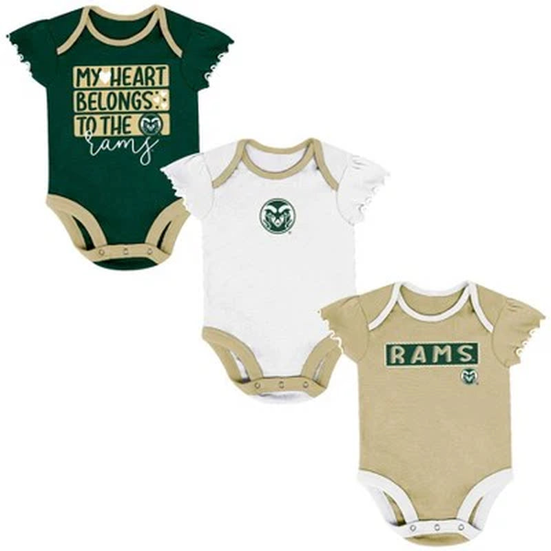 New - NCAA Infant Girls' 3Pk Bodysuit Set