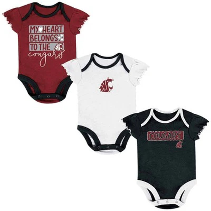 New - NCAA Infant Girls' 3Pk Bodysuit Set