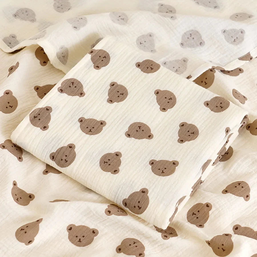 Cotton Muslin Dual Layer Multipurpose Baby Swaddle Blankets - 39.37X39.37Inch