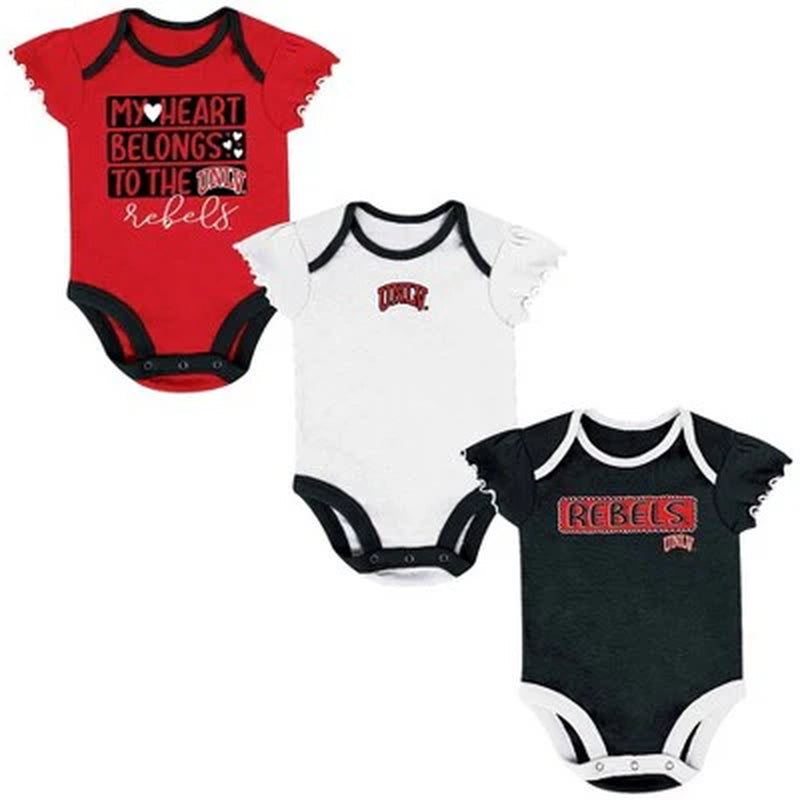 New - NCAA Infant Girls' 3Pk Bodysuit Set