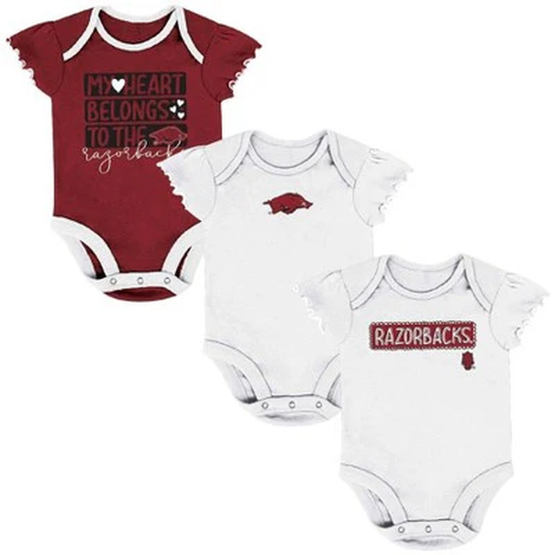 New - NCAA Infant Girls' 3Pk Bodysuit Set