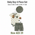 Baby Boy 3-Piece Set - Tractor Print Bodysuit & Olive Cargo Shorts with Socks