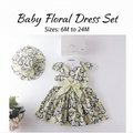 Baby Floral Dress with Matching Hat – Yellow Green