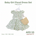 Baby Girl Floral Dress Set – Sage Green