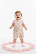 Baby Girls Bird & Floral Dungaree, T-Shirt & Socks Set