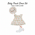 Baby Peach Dress Set with Hat & Socks - White