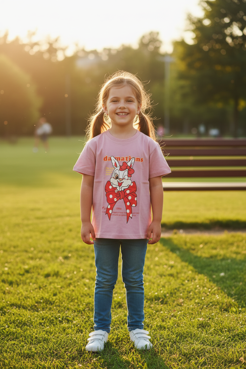 Dalmatians Bunny Graphic Kids T-Shirt – Pink