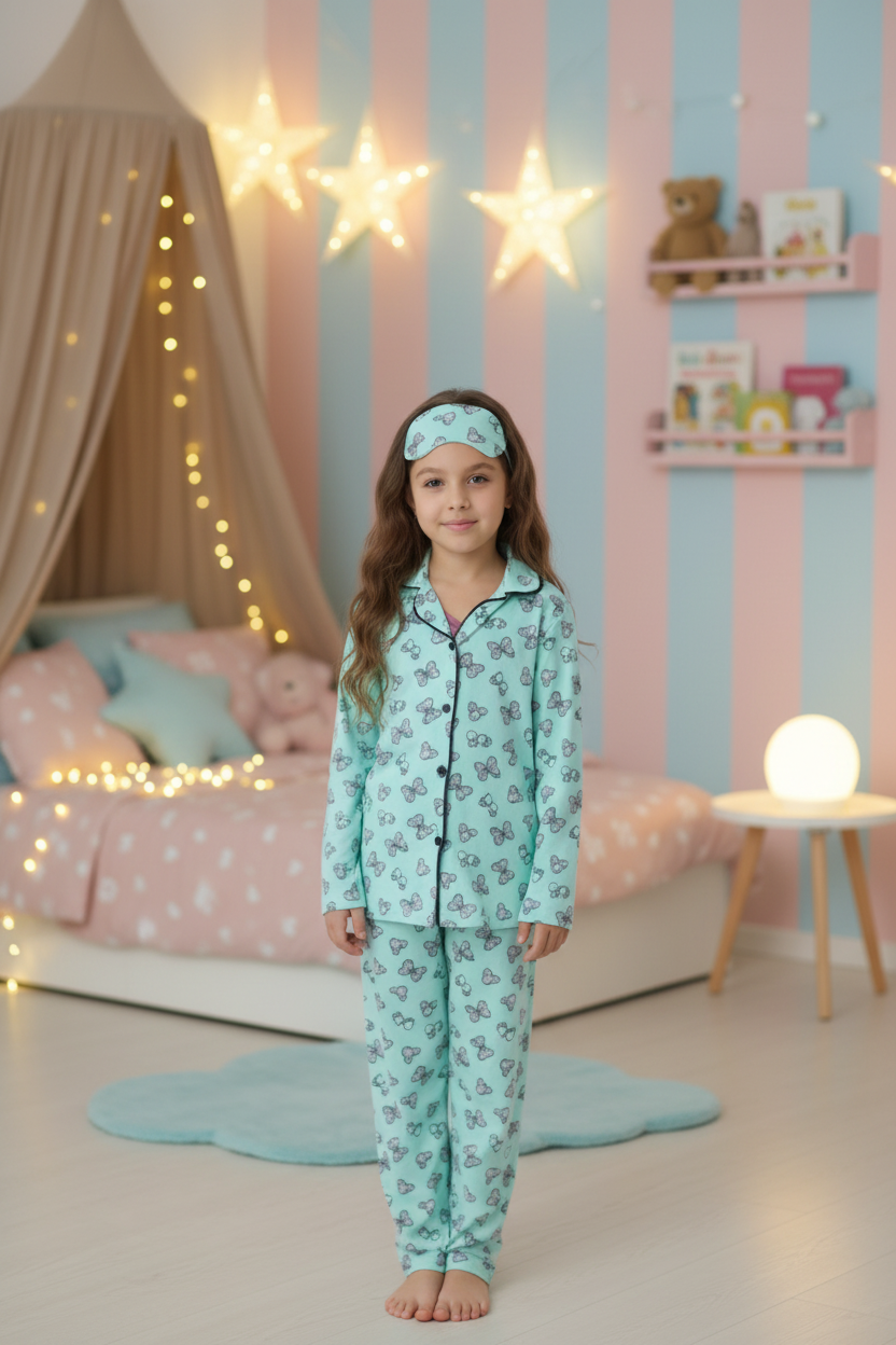 Girls Hello Kitty Pajama Set with Sleep Mask & Pouch