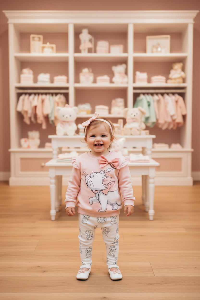 Girls George Disney Marie Cat Top & Leggings Set – Pink