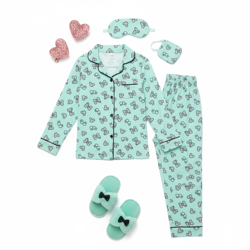 Girls Hello Kitty Pajama Set with Sleep Mask & Pouch