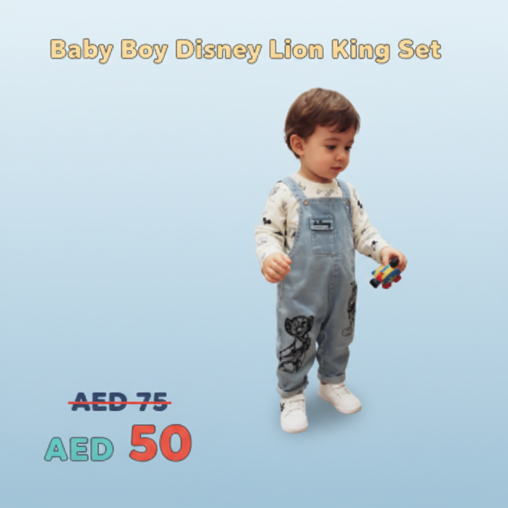 Baby Boy Disney Lion King Denim Dungaree & T-Shirt Set