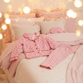 Pink Hearts Girls Pyjama Set with Sleep Mask