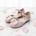 Pink Bow Mary Jane Shoes for Girls - Elegant White Bow by Aioybr