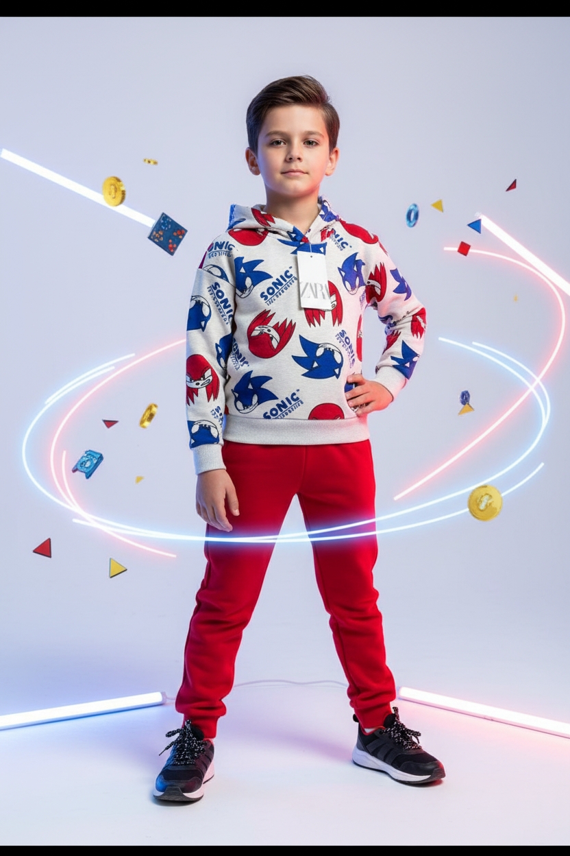 Kids Zara Sonic the Hedgehog Hoodie & Jogger Set