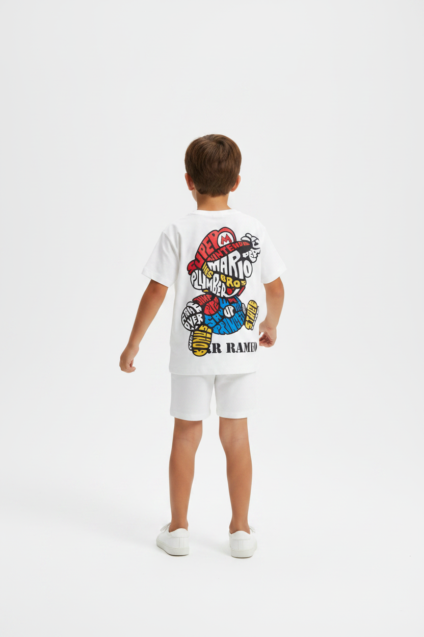 Super Mario Bros Kids T-Shirt & Shorts Set – White