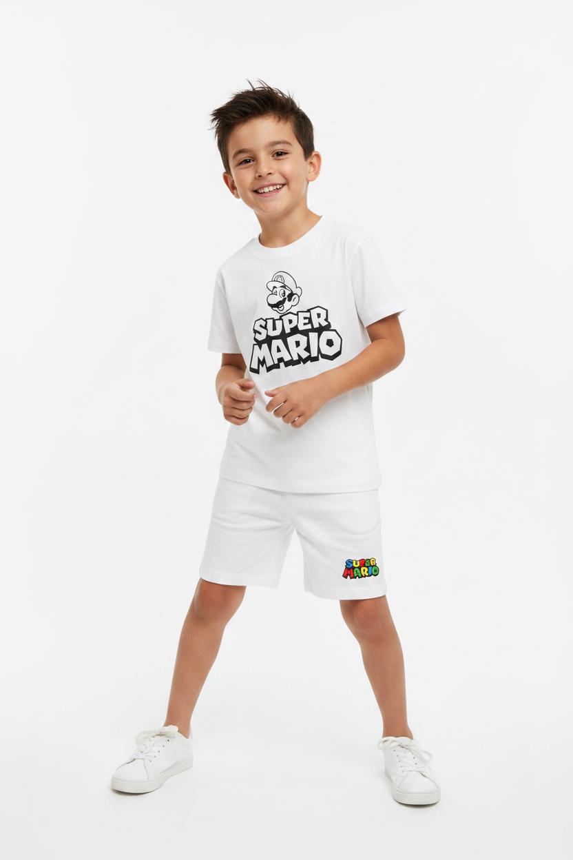 Super Mario Bros Kids T-Shirt & Shorts Set – White