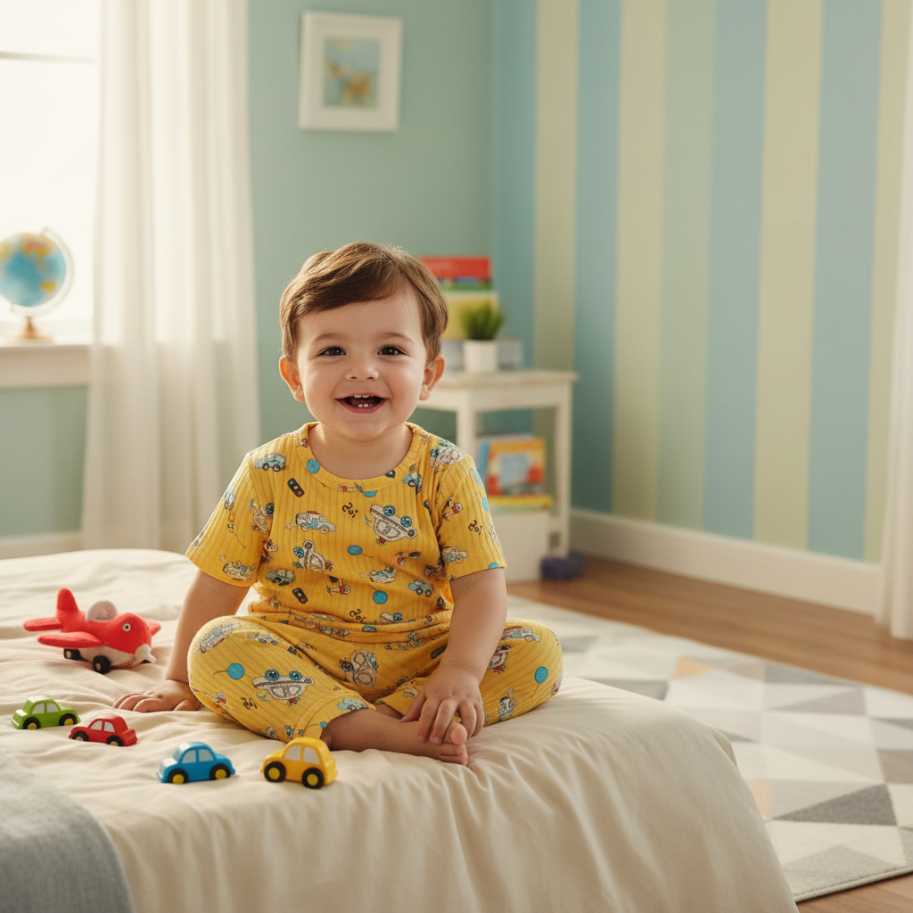 Yellow Cars All-Over Print Kids Pajama Set